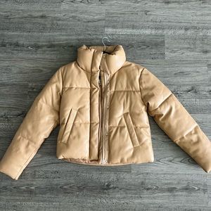 Vegan Leather Camel Puffer
